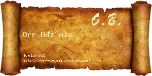 Orr Bónis névjegykártya